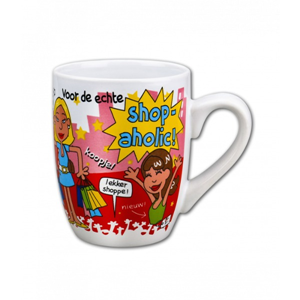 Cartoon mok Sarah/ Jarige Vrouw Shop-aholic