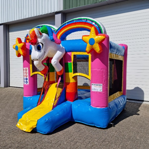 Mini multifun Unicorn springkussen nr. 2 met glijbaan