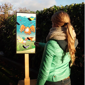 Krabben voeren 187 x 50 cm