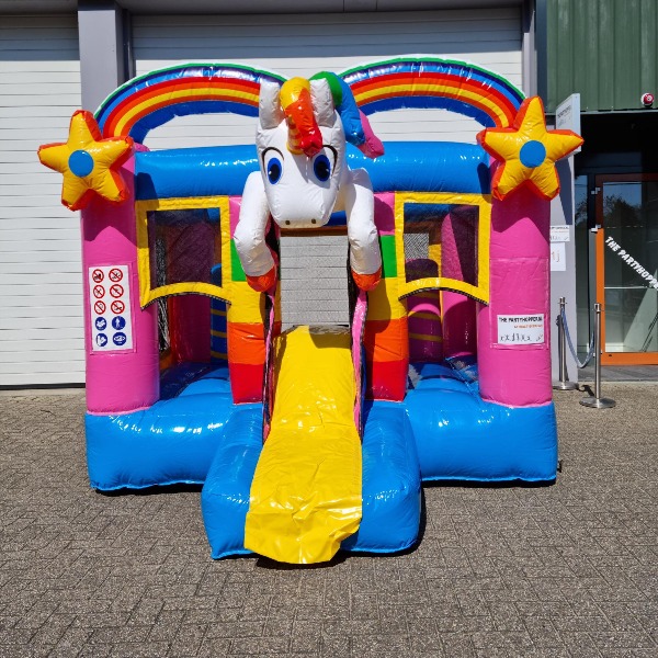 Mini multifun Unicorn springkussen nr. 2 met glijbaan